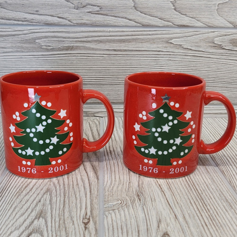 2 Waechtersbach Germany Red Christmas Tree‎ Coffee Mug 1976 2001